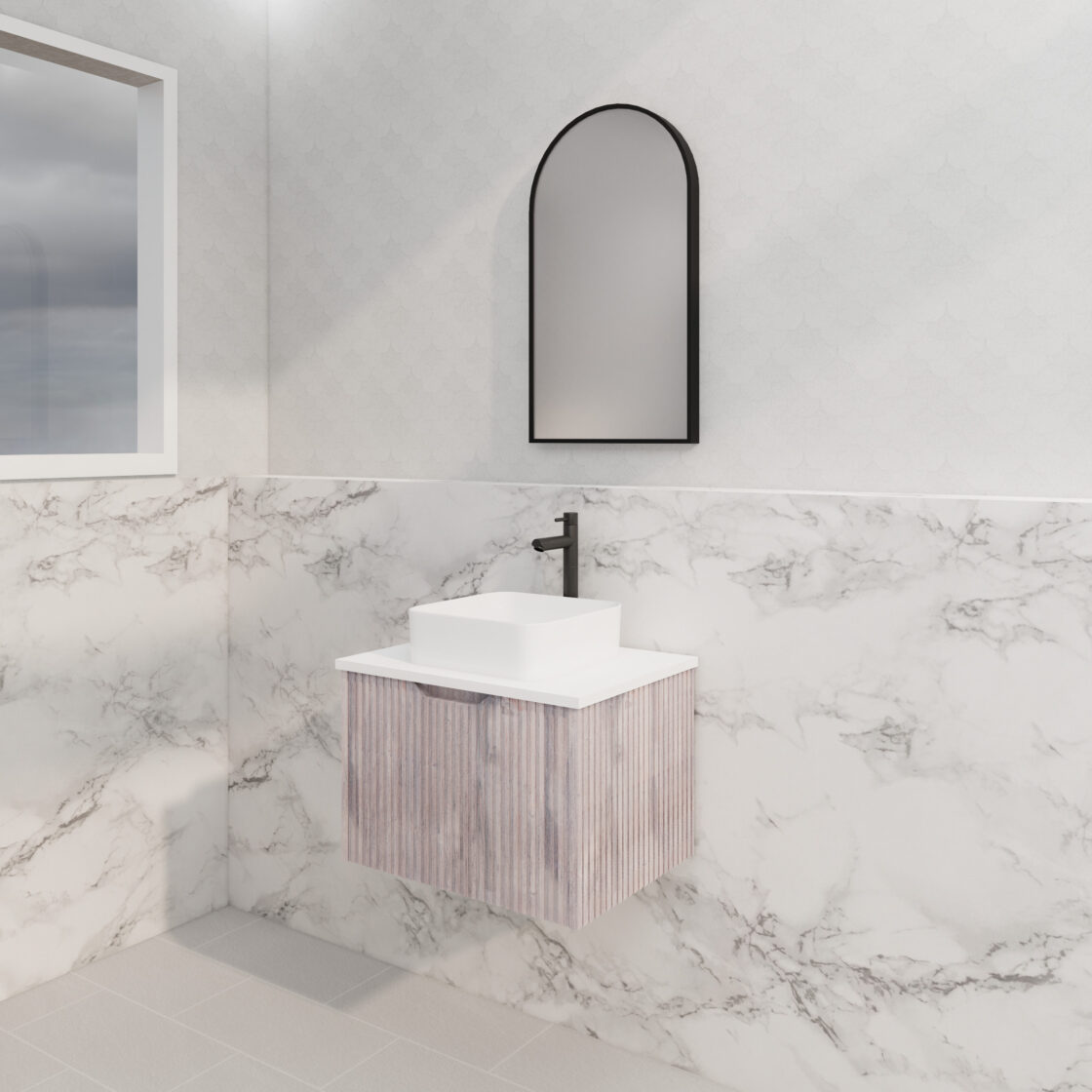 ABS VIENNA Wall Hung Vanity White Oak 600mm