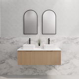 ABS Vienna Wall Hung Double Bowl Vanity 1200mm (American Oak)