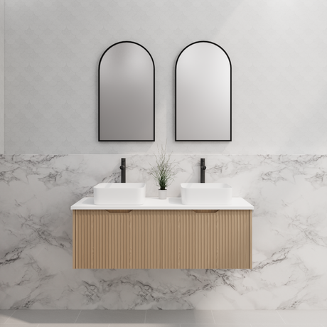 ABS Vienna Wall Hung Double Bowl Vanity 1200mm (American Oak)