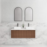 ABS Vienna Wall Hung Double Bowl Vanity 1200mm (Brown Oak)