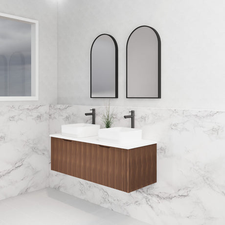 ABS Vienna Wall Hung Double Bowl Vanity 1200mm (Brown Oak)