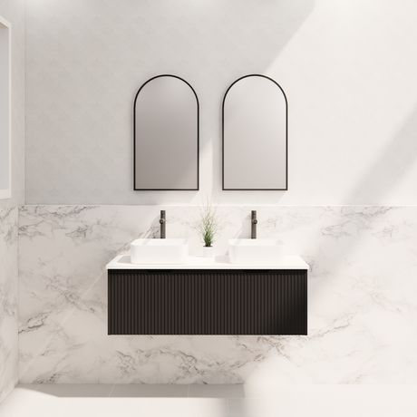 ABS Vienna Wall Hung Double Bowl Vanity 1200mm (Matte Black)