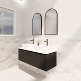 ABS Vienna Wall Hung Double Bowl Vanity 1200mm (Matte Black)