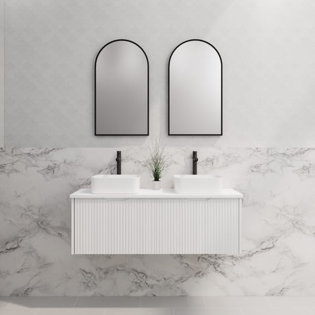 ABS Vienna Wall Hung Double Bowl Vanity 1200mm (Matte White)
