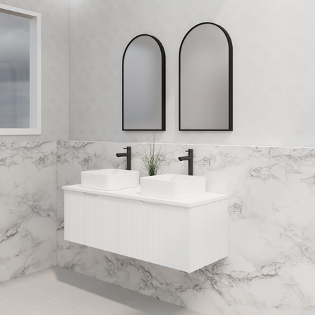 ABS Vienna Wall Hung Double Bowl Vanity 1200mm (Matte White)