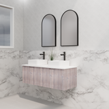 ABS Vienna Wall Hung Double Bowl Vanity 1200mm (White Oak)