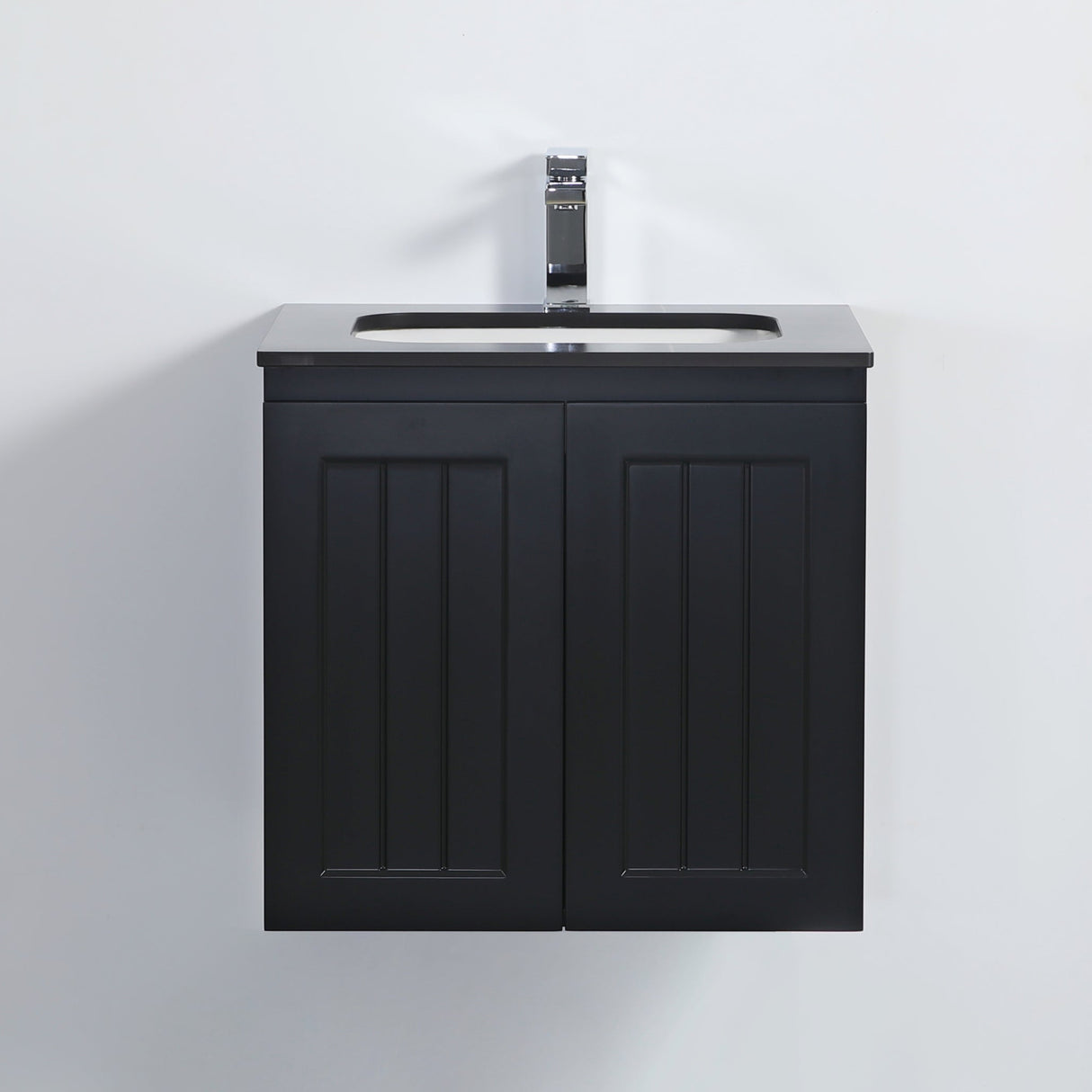ACACIA SHAKER Matte Black PVC Wall Hung Vanity 600