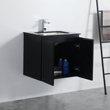 ACACIA SHAKER Matte Black PVC Wall Hung Vanity 600