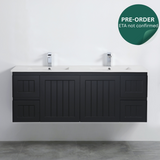 ACACIA SHAKER Matte Black PVC Wall Hung Vanity 1500 (Single/Double Bowl)