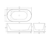 Ally Groove Freestanding Bathtub with Non-Overflow (Matte Black)(1500/1700mm)