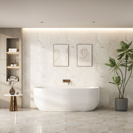 ANNA Gloss White Back to Wall Bathtub 1500/1700mm