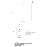 AQUA LED Oval Acrylic Frameless Mirror 500x1000mm