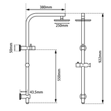 10'' Right Angle Round Shower Station Top Inlet - Chrome Technical Drawing