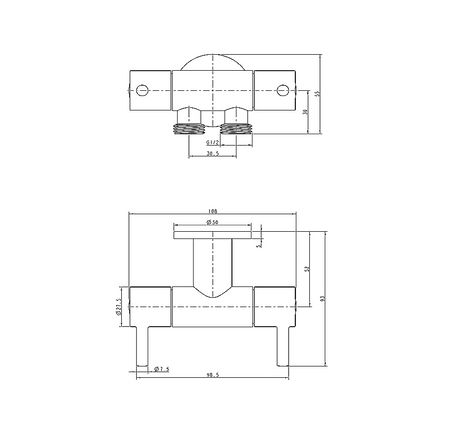 AQU Tap For Toilet And Bidet - Black Technical Drawing