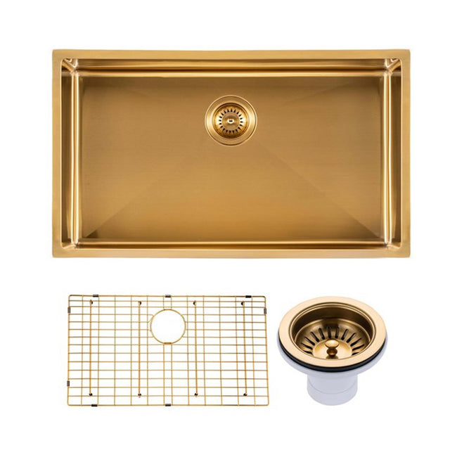AQU Brushed Brass Kitchen Sink (762x457x254)