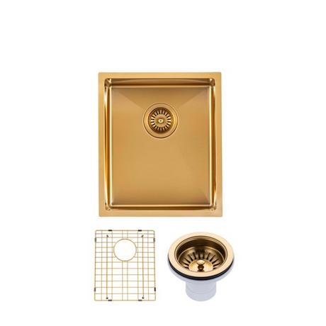 AQU Brushed Brass Kitchen Sink Set (390x450x215)