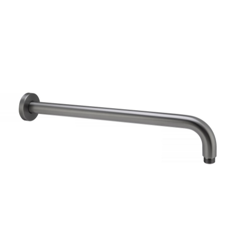 AQU Round Wall Straight Shower Arm 400mm - Brushed Gun Metal