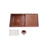 AQU Copper Kitchen Sink with Drain Board (960x450x230)
