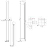 AQU Shower Rail Without Handheld Shower - Brushed Gun Metal Technical Drawing