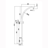 AQU Round Top Inlet Shower Rail - Black Technical Drawing