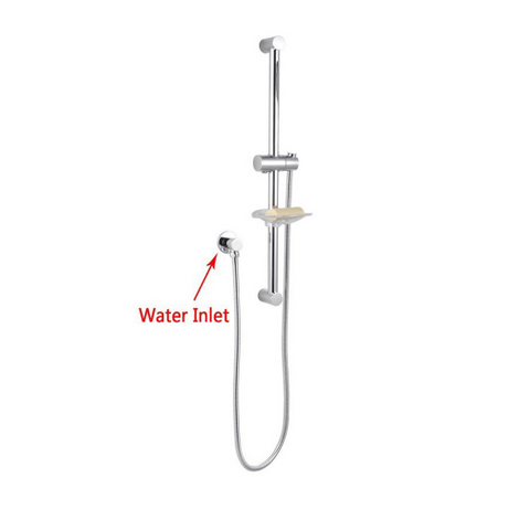 AQU Round Chrome Shower Rail with Soap Dish (without Handheld Shower)