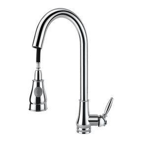 Round Vintage Pull Out Kitchen Sink Mixer Tap - Chrome