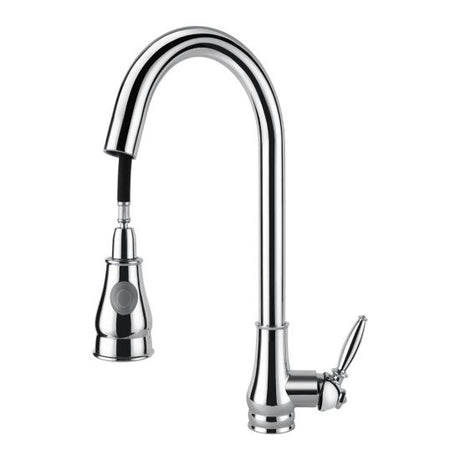 Round Vintage Pull Out Kitchen Sink Mixer Tap - Chrome