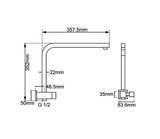 AQU Square Shower Station Without Shower Head And Handheld Shower - Black Technical Drawing