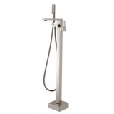 AQU Square Freestanding Bath Mixer With Handheld Shower - Brushed Nickel
