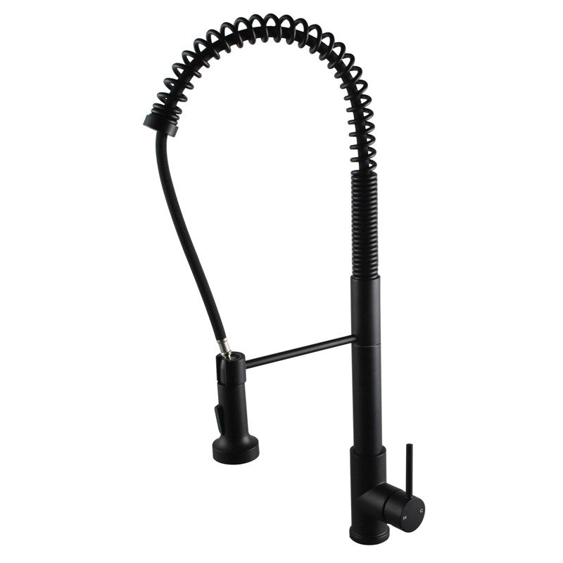AQU Tall Spring Pull Out Kitchen Mixer - Black