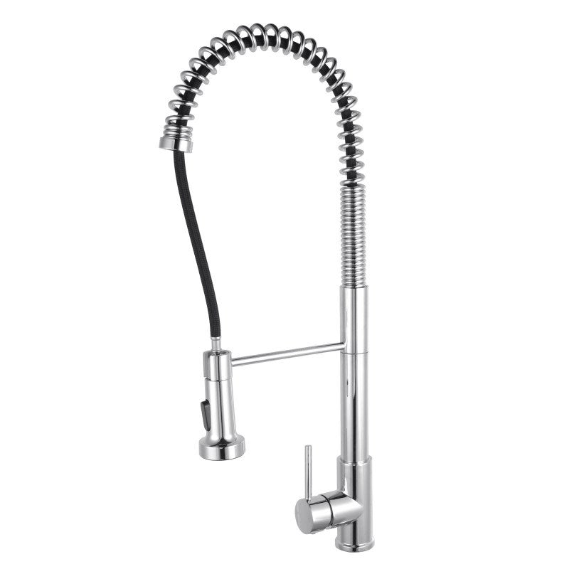 AQU Tall Spring Pull Out Kitchen Mixer - Chrome