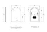 POS LED Arch Backlit Frameless Mirror 600x900mm