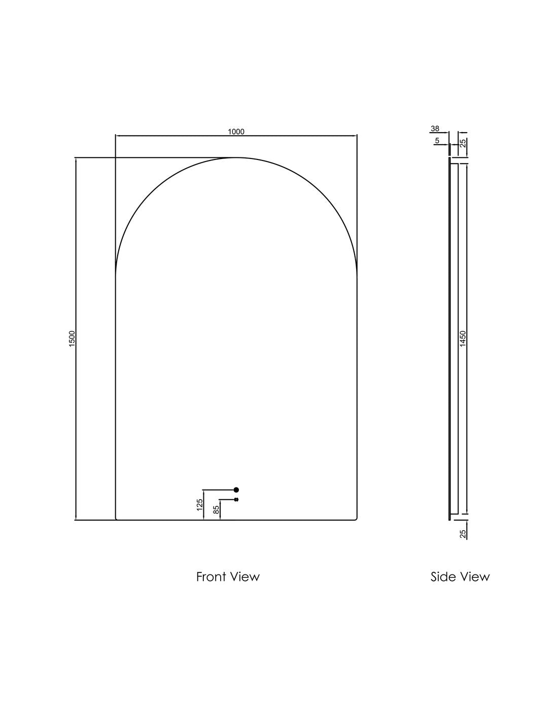 ARCHIE LED Frameless Mirror 1500x1000mm