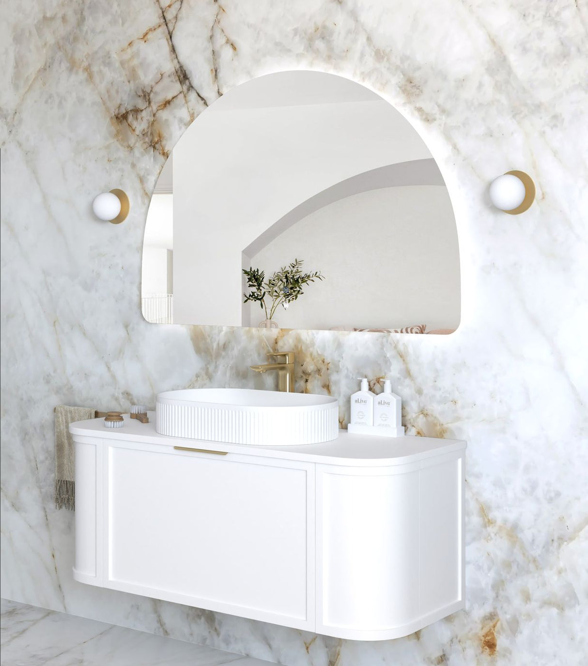ARCHIE LED Half Moon Frameless Mirror 1000x1500mm