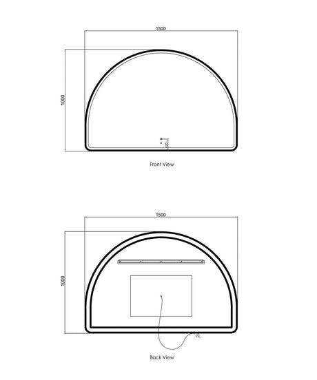 ARCHIE LED Half Moon Mirror 1000x1500mm 