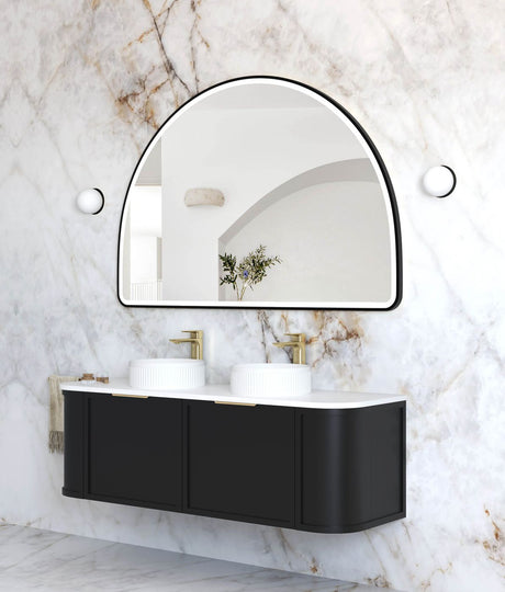 ARCHIE LED Half Moon Mirror 1000x1500mm (Matte Black)