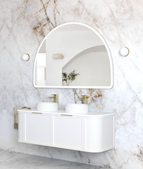 ARCHIE LED Half Moon Mirror 1000x1500mm (Matte White)
