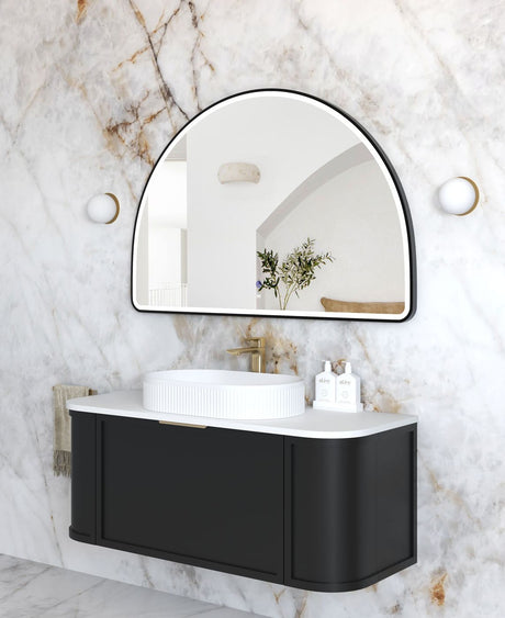 ARCHIE LED Half Moon Mirror 800x1200mm (Matte Black)