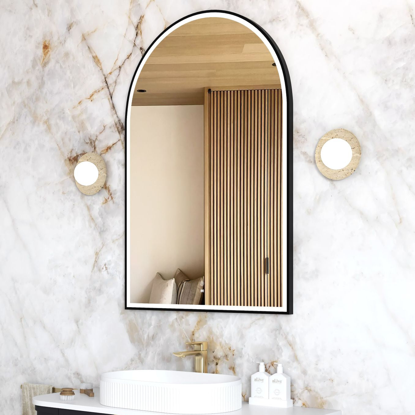 ARCHIE LED Metal Frame Mirror 1200x800mm Matte Black