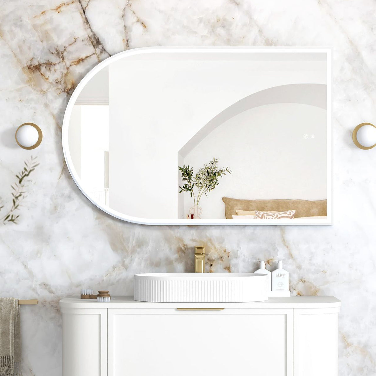ARCHIE LED Metal Frame Mirror 1200x800mm Matte White