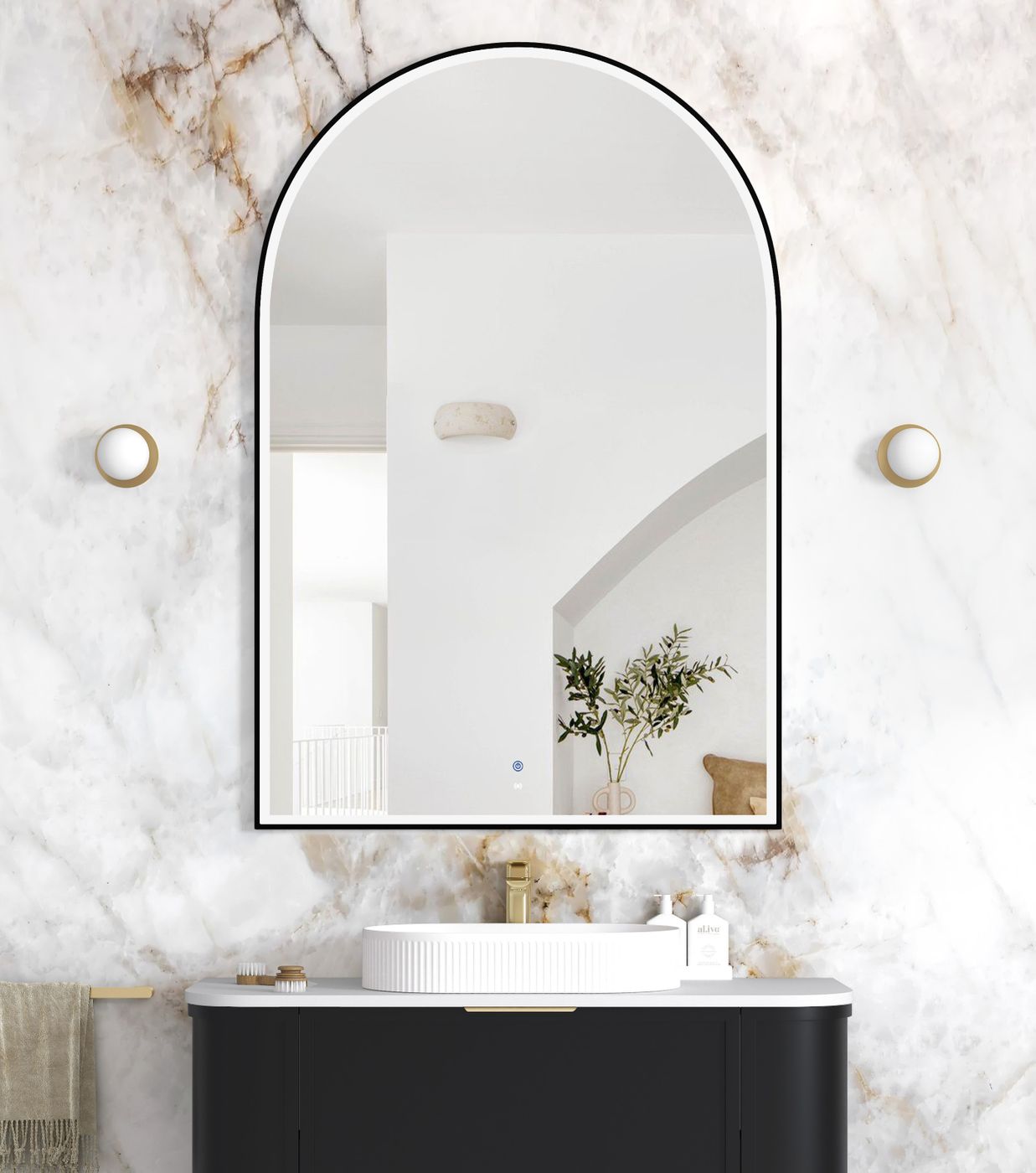 ARCHIE LED Metal Frame Mirror 1500x1000mm Matte Black