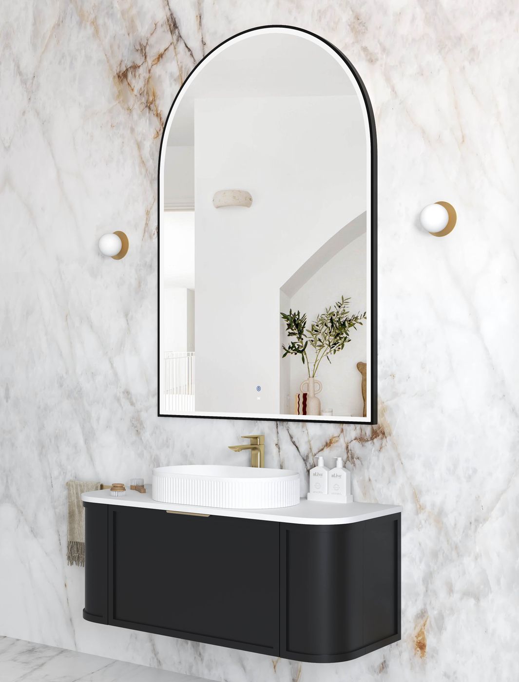 ARCHIE LED Metal Frame Mirror 1500x1000mm Matte Black