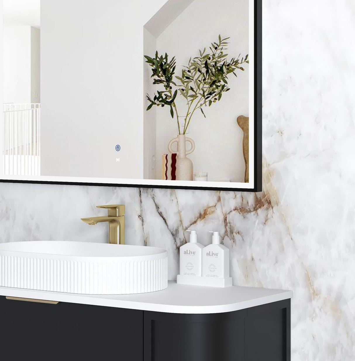ARCHIE LED Metal Frame Mirror 1500x1000mm Matte Black