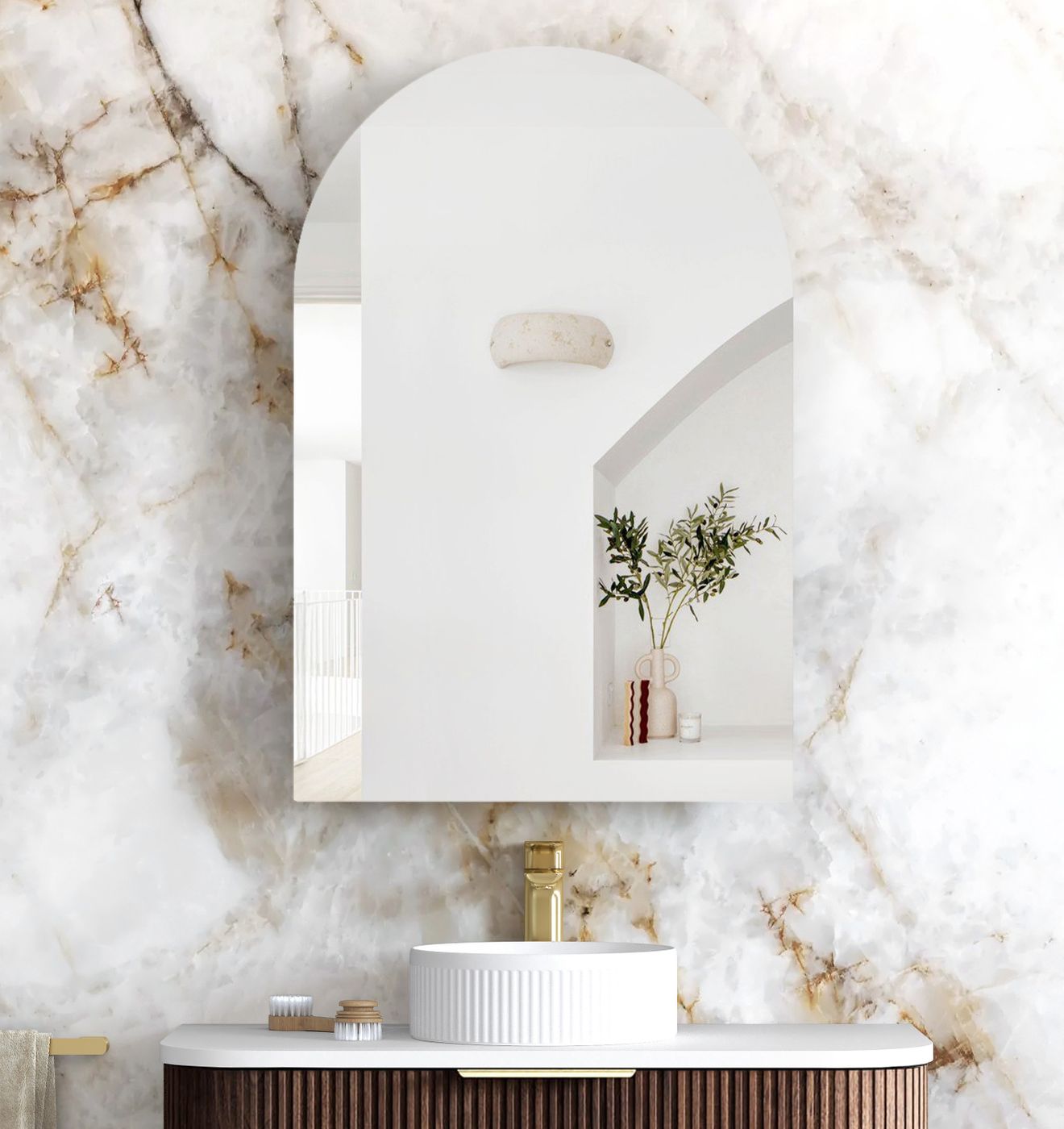ARCHIE Sable Walnut Shaving Cabinet W600xH900mm
