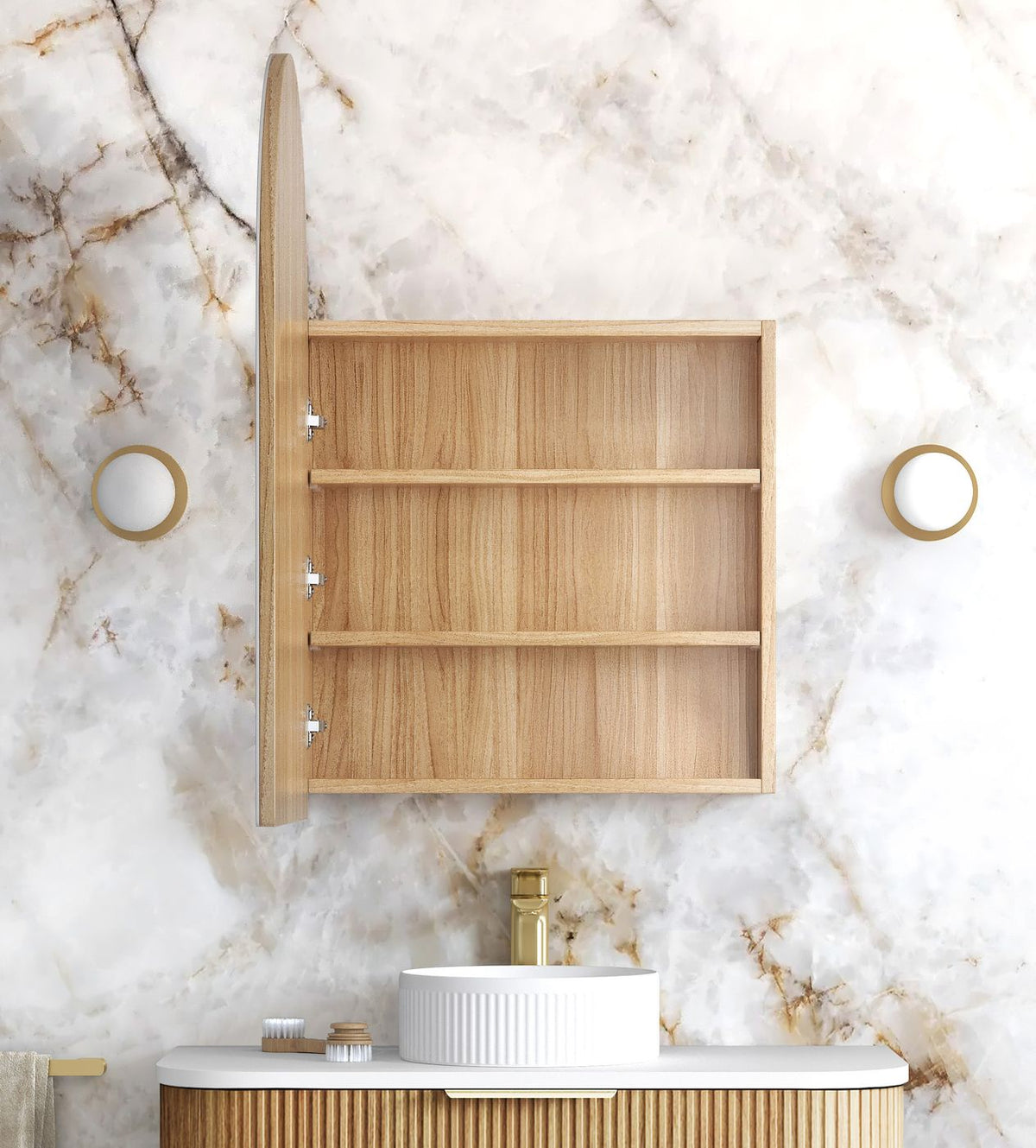 ARCHIE Woodland Oak Shaving Cabinet W600xH900mm 
