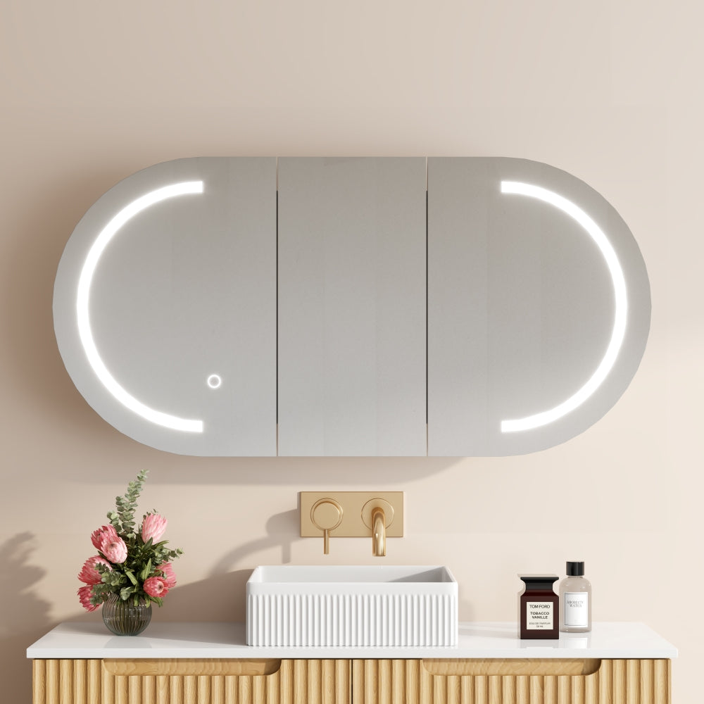 Athena Front-Lit LED Oval PVC Shaving Cabinet 1200mm
