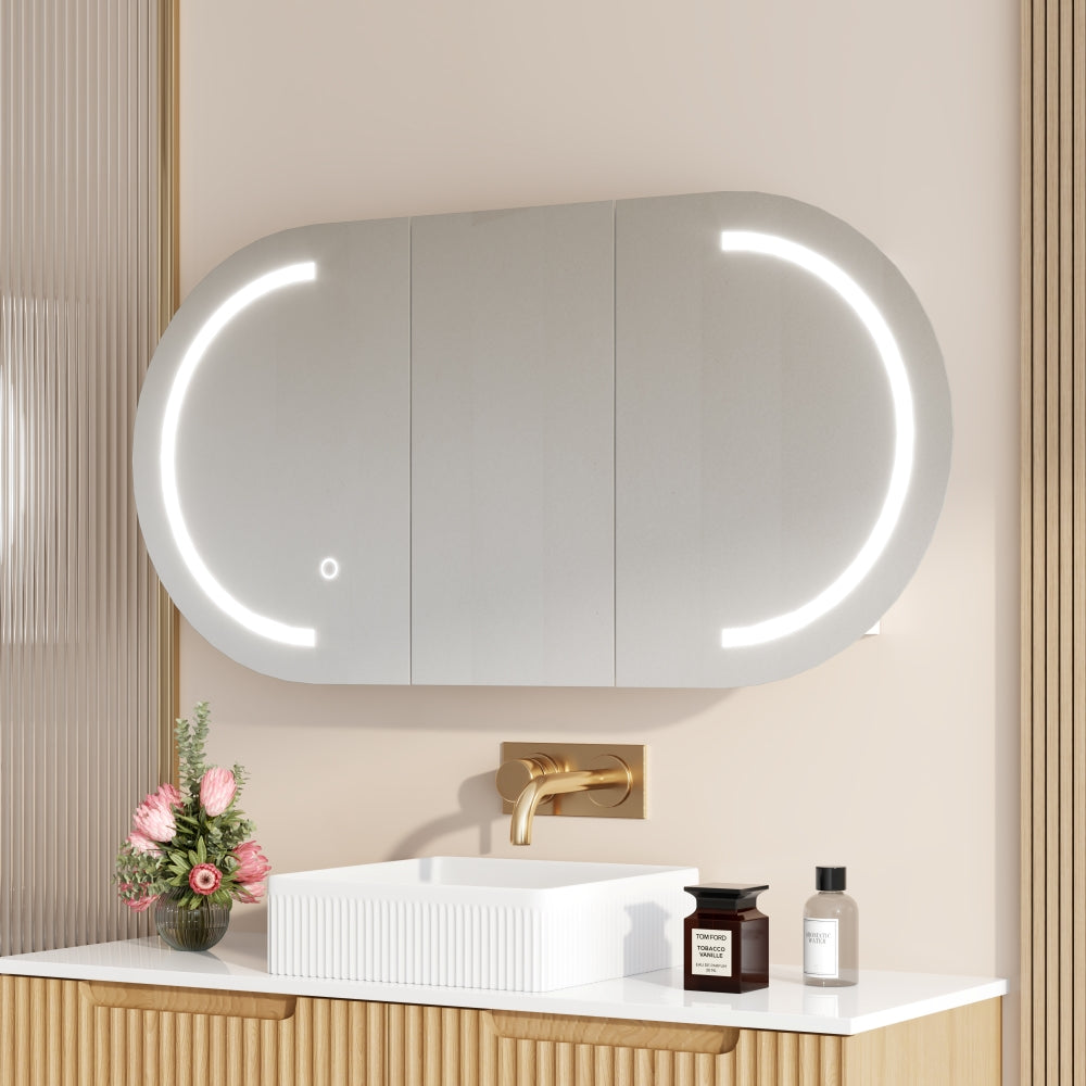 Athena Front-Lit LED Oval PVC Shaving Cabinet 1200mm