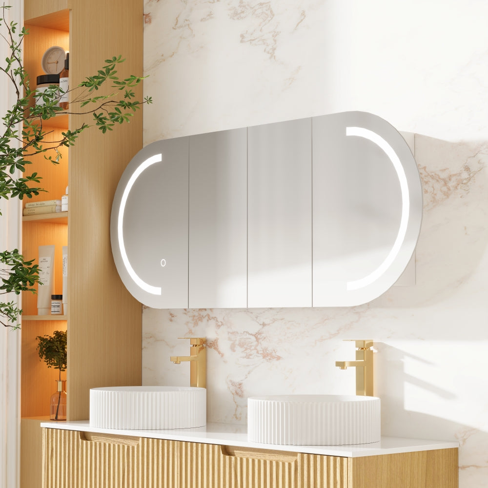 Athena Front-Lit LED Oval PVC Shaving Cabinet 1500mm