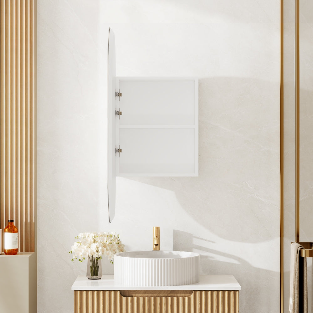 Athena Front-Lit LED Oval PVC Shaving Cabinet (450 x 900mm) – Single Door