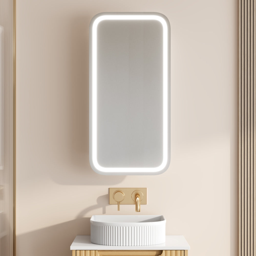 Athena Front-Lit LED Square PVC Shaving Cabinet 450 x 900mm – Single Door